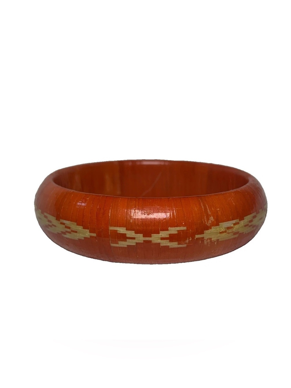 Vintage Woven Reed Bracelet N. American Southwest Style Bangle Bracelet Orange